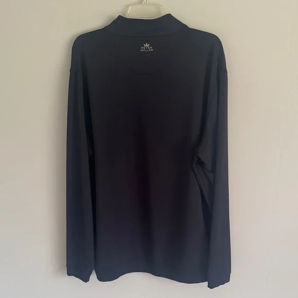Peter Millar Black Quarter-Zip Pullover with White Trim - Picture 3 of 3